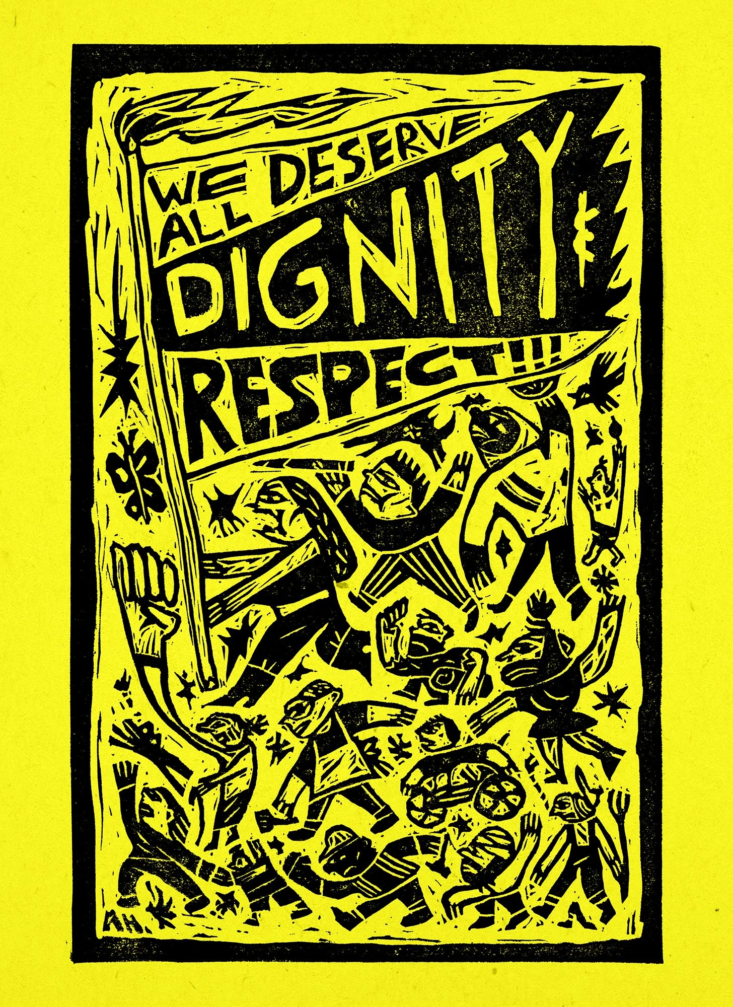 Dignity & Respect Linocut