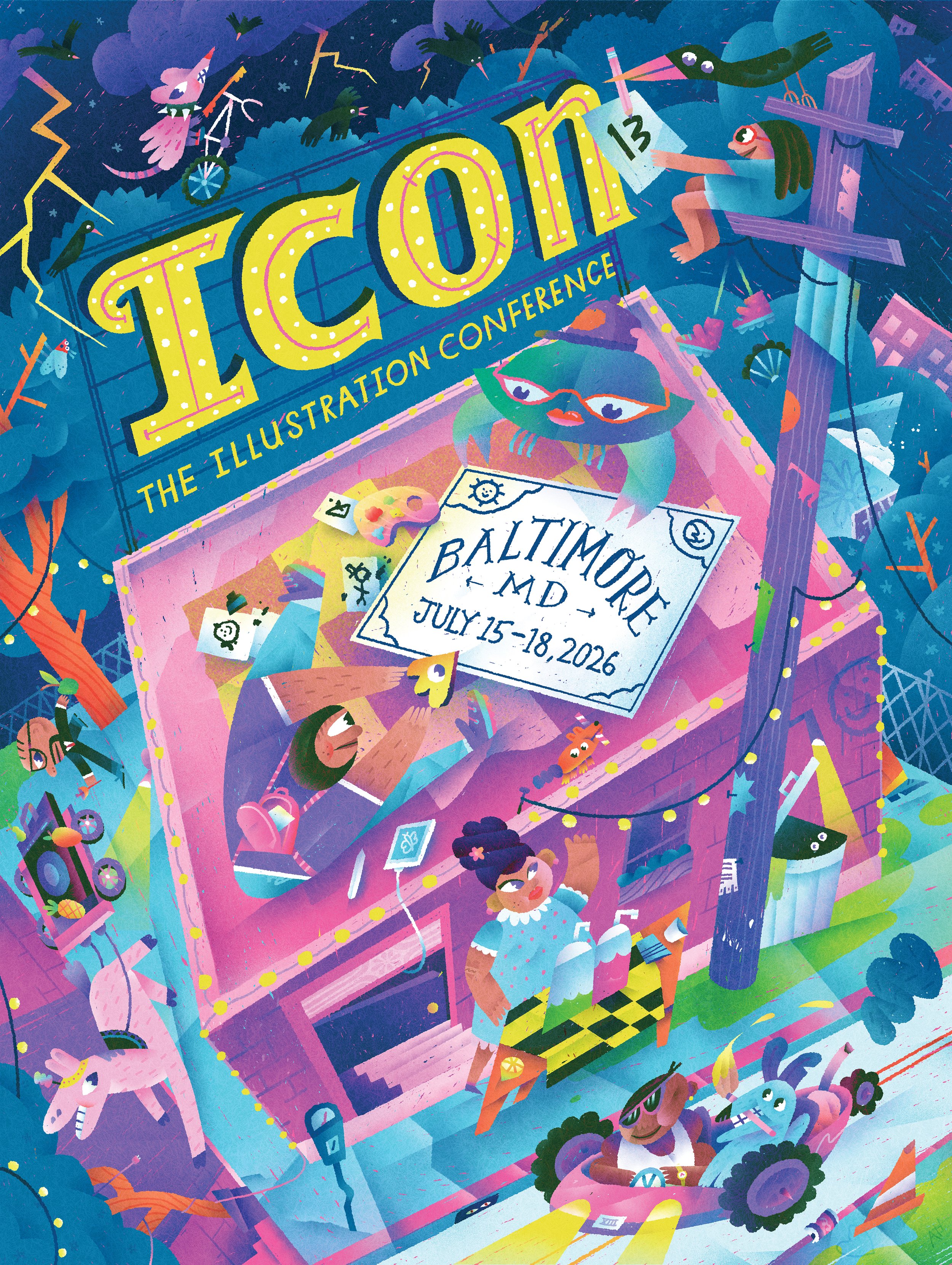 Andrew Haener illustrated poster for ICON13 in Baltimore