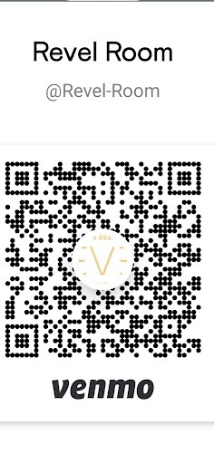 Scan to pay The Revel Room reservation deposit through Venmo, @Revel-Room