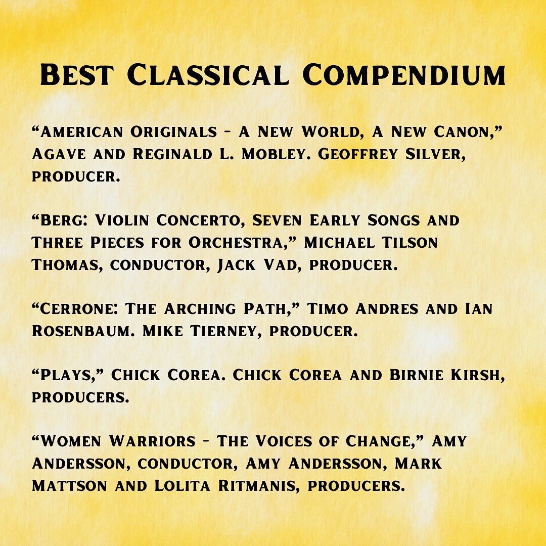 Wow, I can&rsquo;t believe it! We&rsquo;ve been nominated for a Grammy!! Congratulations to everyone on the project, especially @gilshaham.violin, @mtilsonthomas, and the gorgeous @sfsymphony☺️