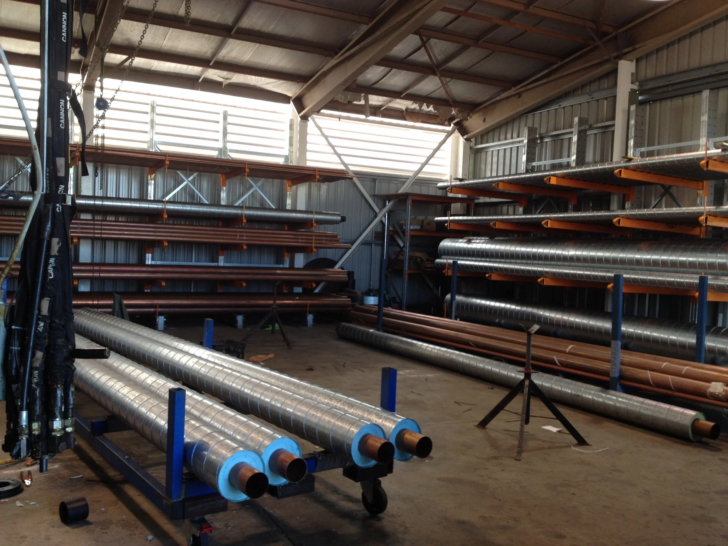 Stacked industrial piping.