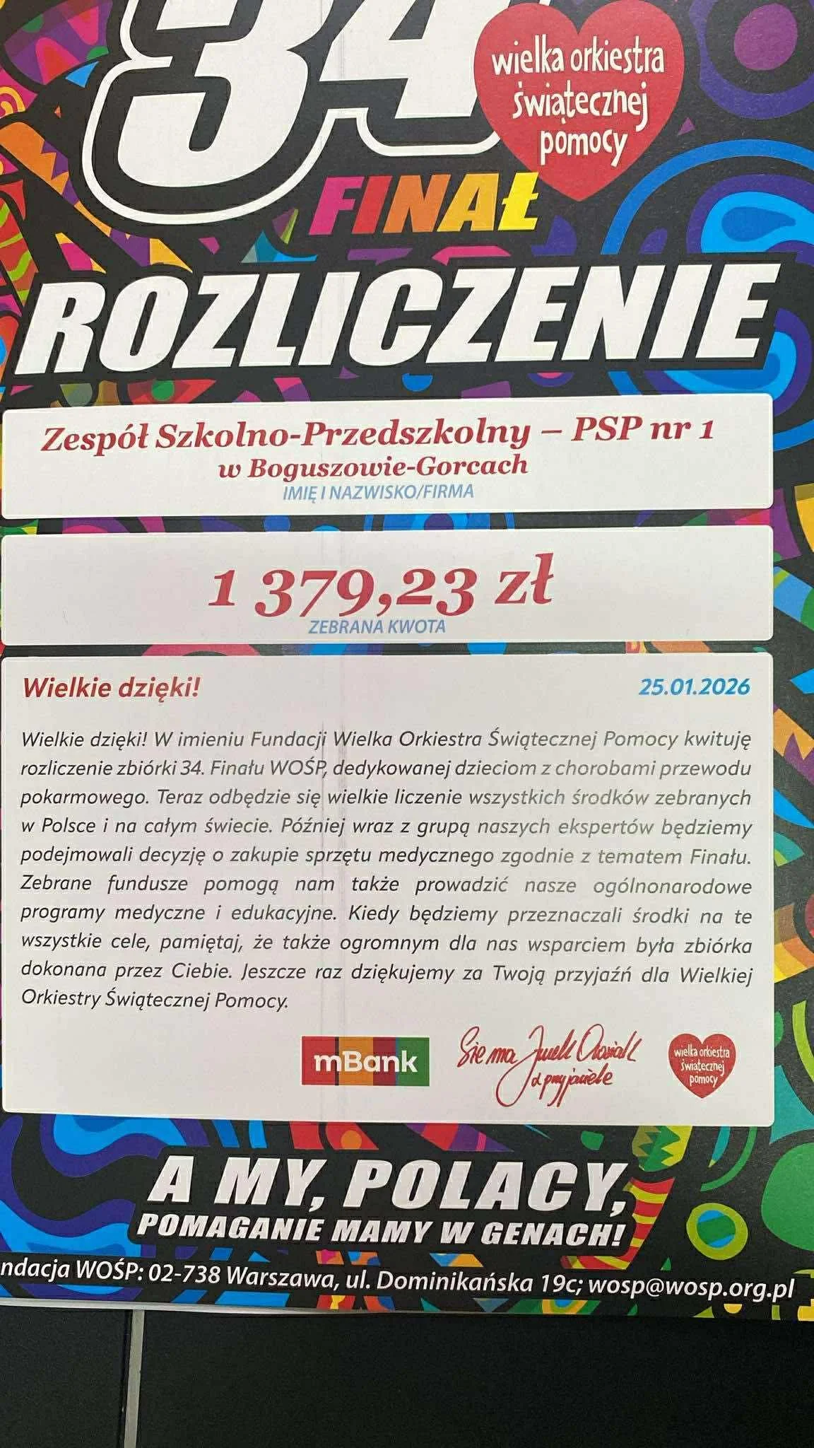 Wolontariusze ze szkoły w 34. Finale WOŚP