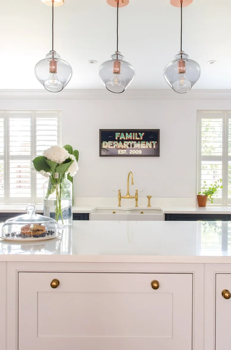 White Shaker Kitchen with Brass Handles