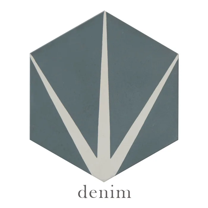Lily Pad Encaustic Tile Denim