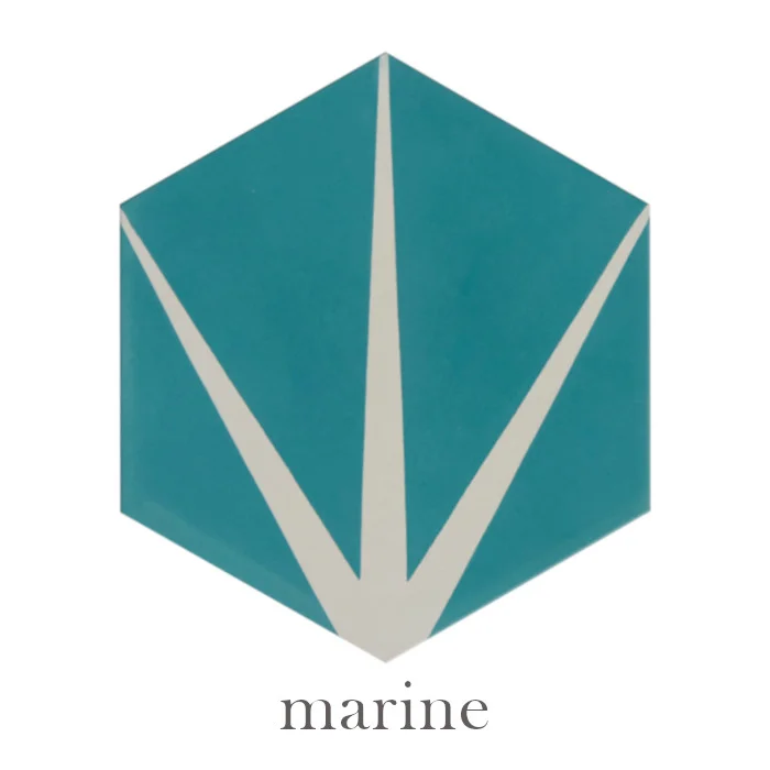 Lily Pad Encaustic Tile Marine