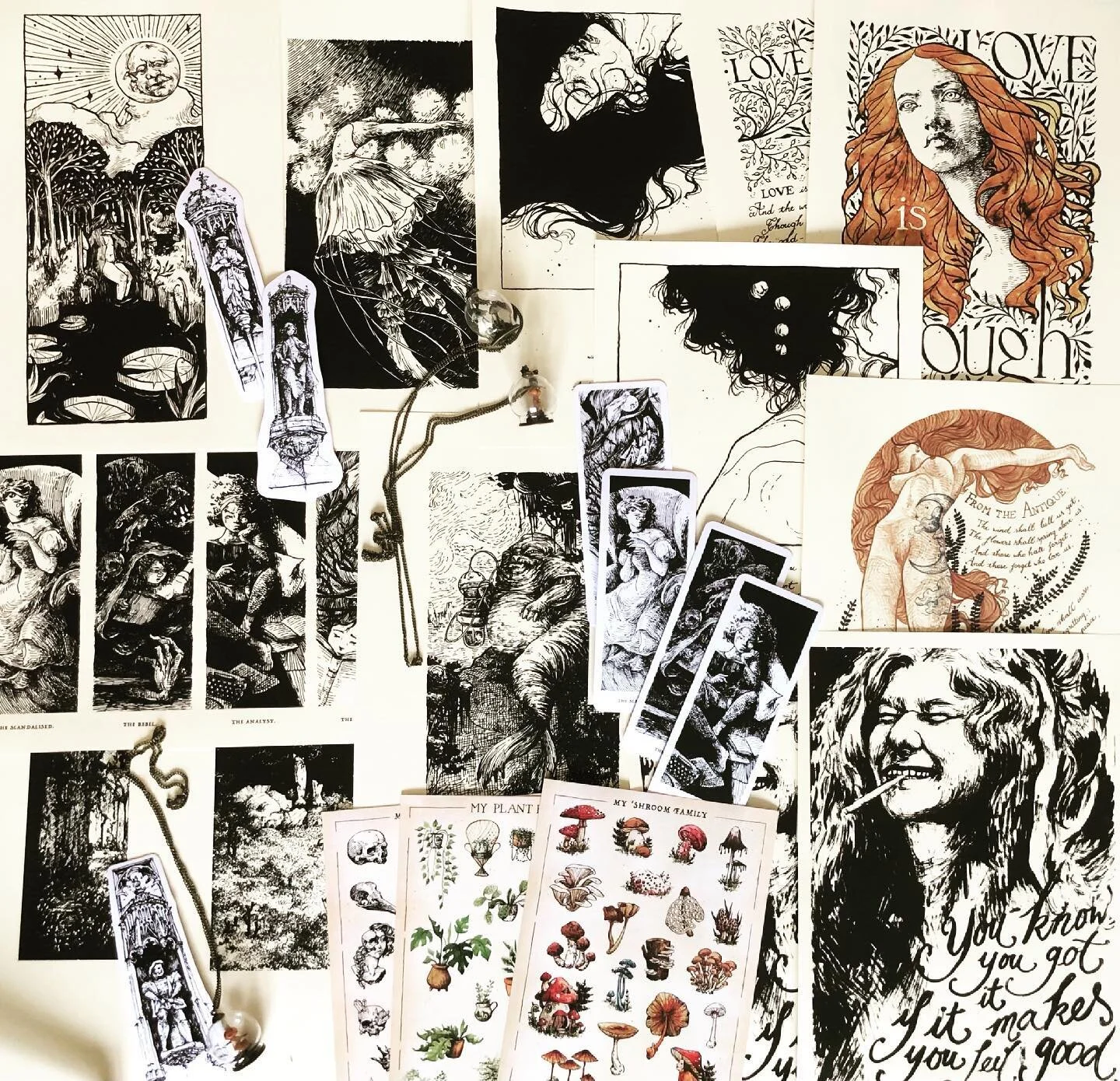 ✨Today on the packing table!✨
Such an eclectic collection of goodies going out to you this week! I’m especially delighted that the facade statues bookmarks are getting some love. In case you’re wondering, the April Come She Will orders w