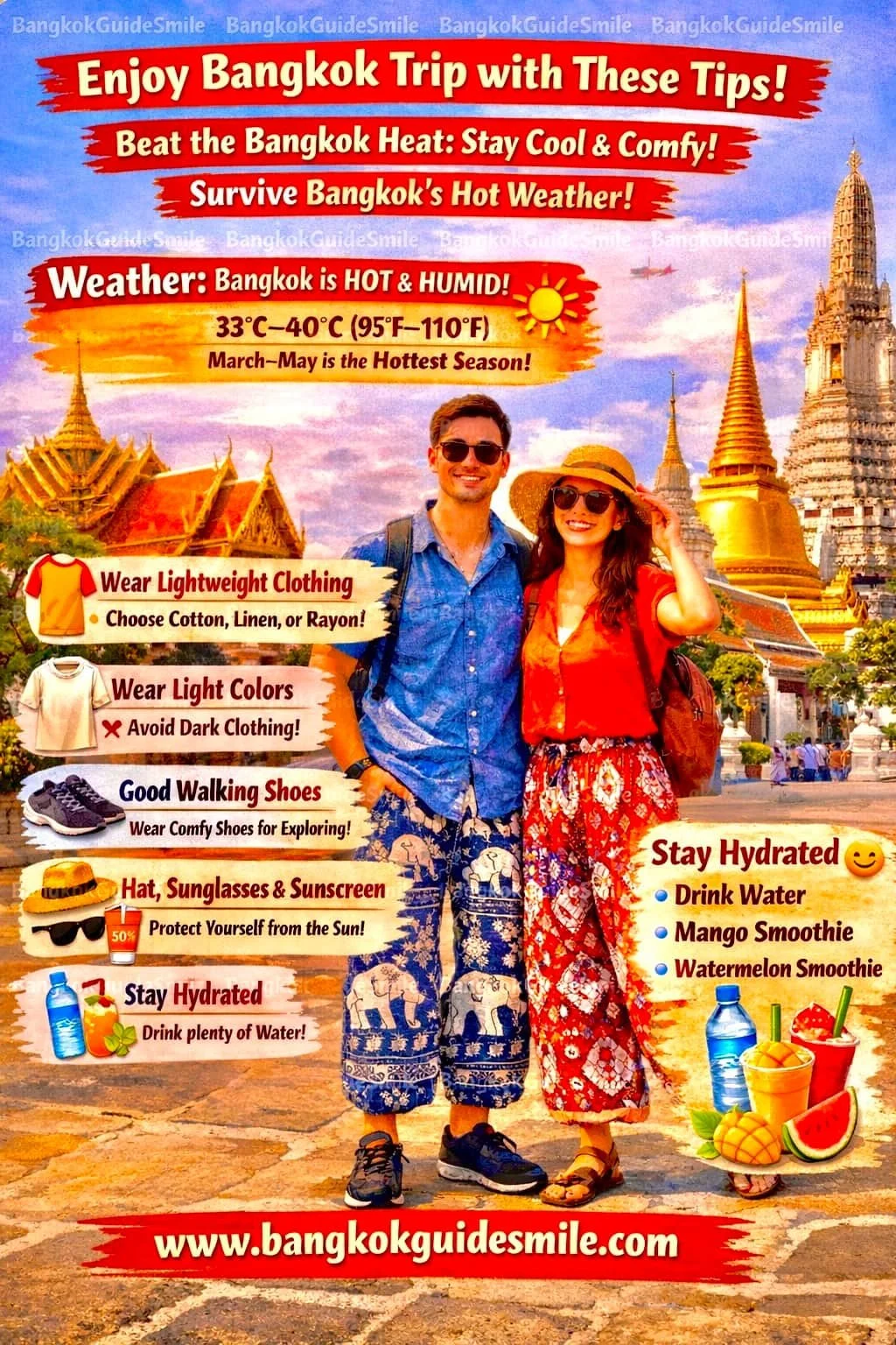 Private Tour Guide in Bangkok recommended customers packing light clothing when visit Thailand