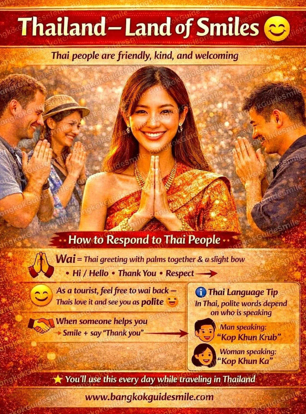 Private Tour Guide teaches tourists how to 'Wai' or 'Thai Greeting'