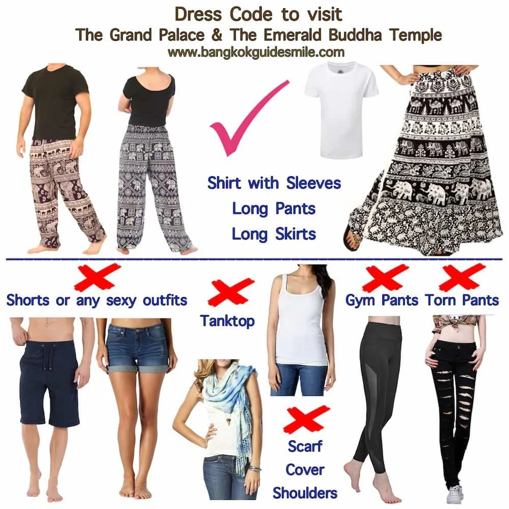 Dress code grand palace and temples in Bangkok Thailand
