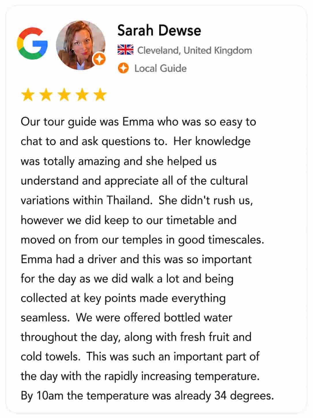 Guest feedback praising Mandy and Emma as the best Bangkok Private Guide