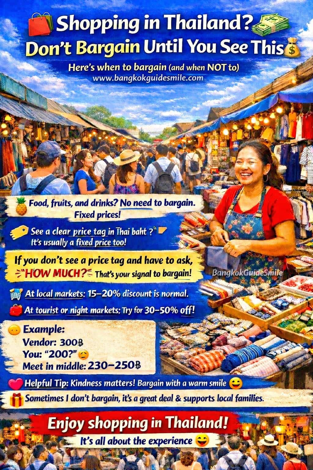 Bangkok Private Guide teach customers how to bargain when shopping in Thailand