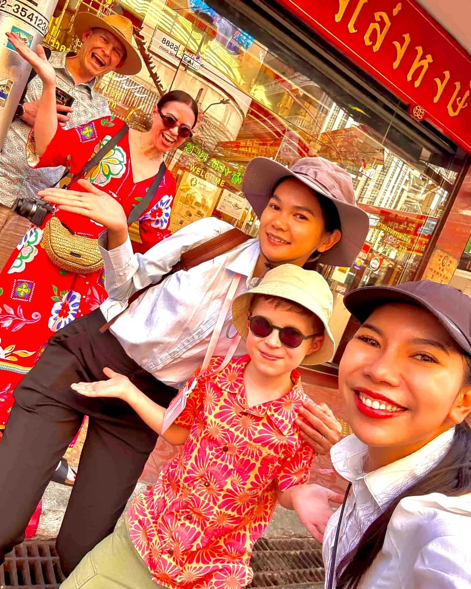 Family with kids enjoying Bangkok private tour with friendly guide Mandy and Emma