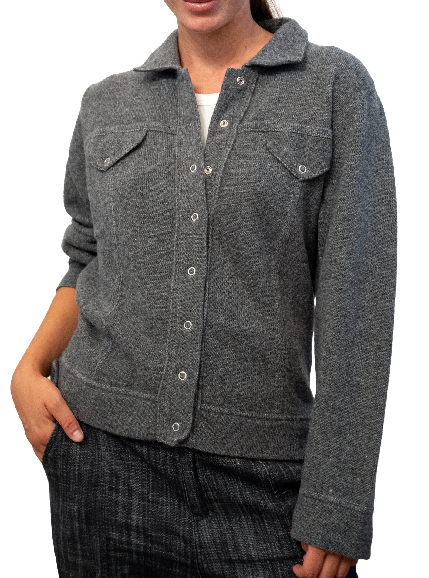 Wool cashmere button down jacket