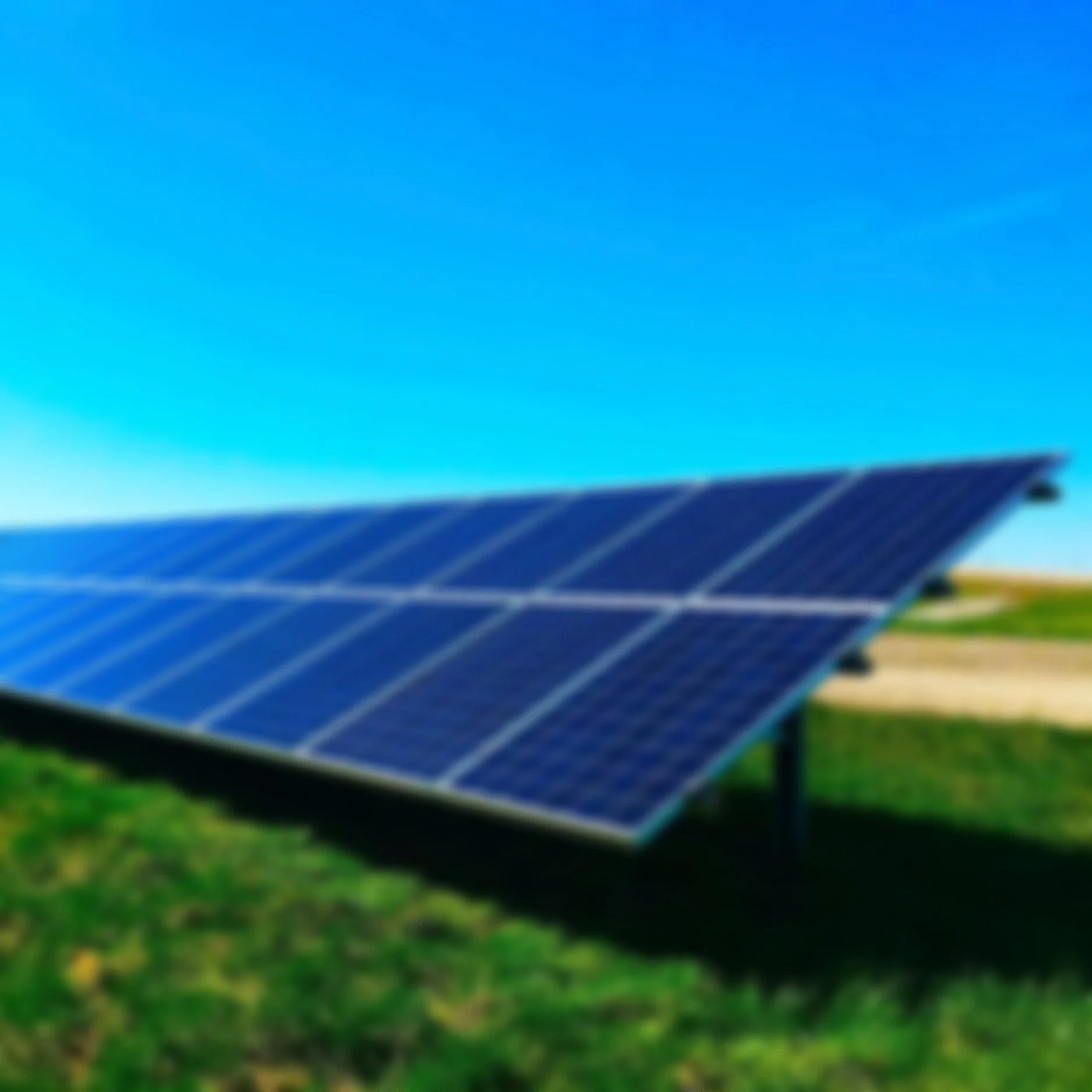 Blurred solar panel array in sunshine