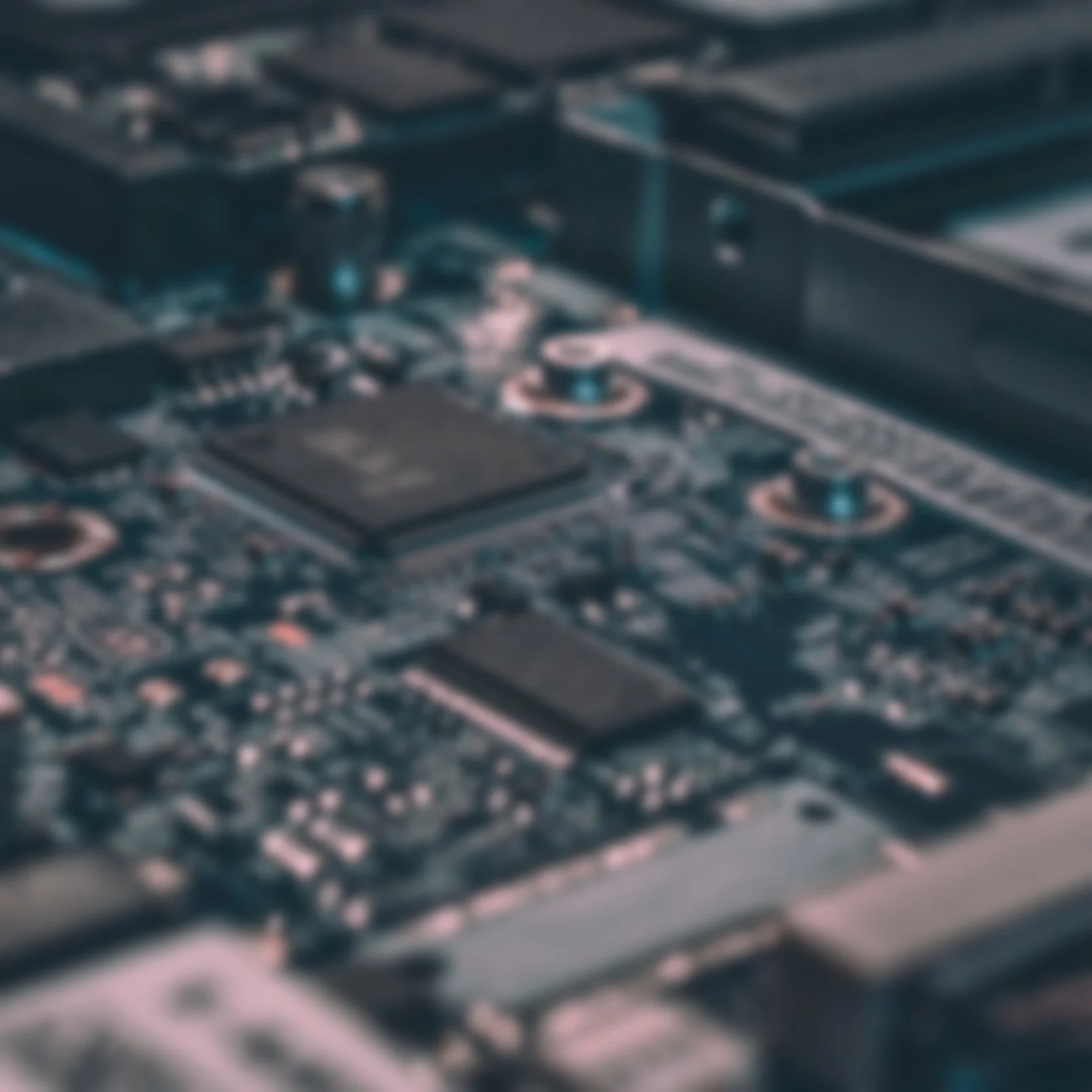 Computer microchips blurred