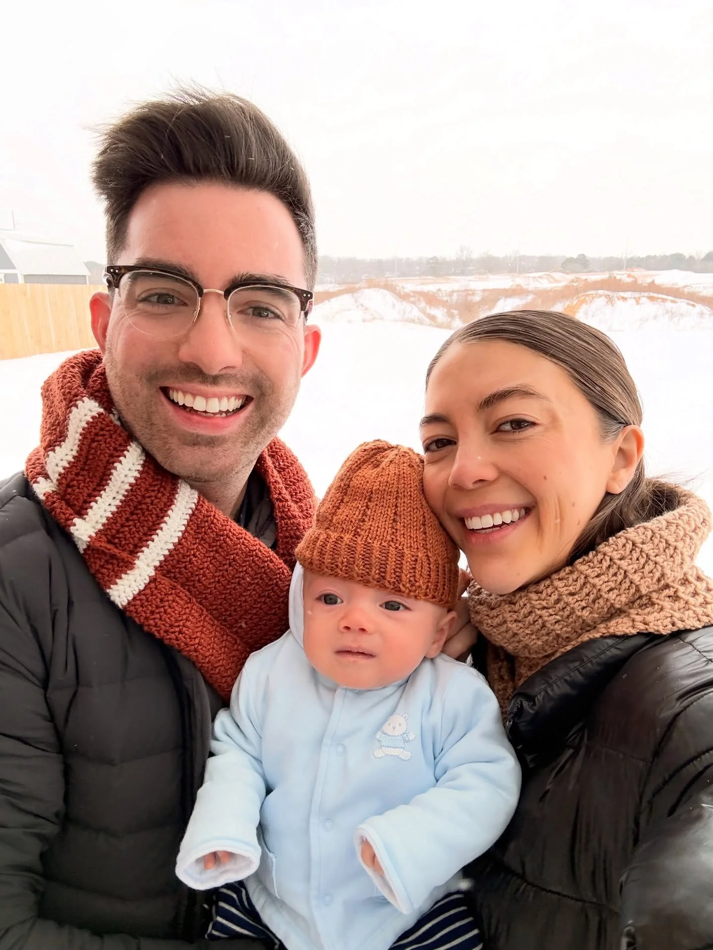 Theodore&rsquo;s first snow has made this winter all the more wonderful 🤎❄️🥰 (swipe for happier photos of him 😅) #family