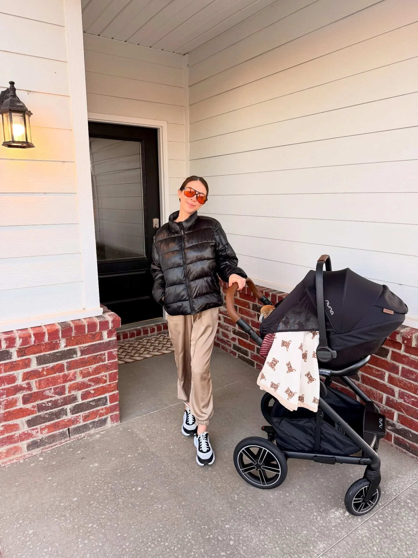 12 days before Teddy v. 3 months after Teddy 🤎 the cold didn&rsquo;t get us down. ❄️❄️❄️