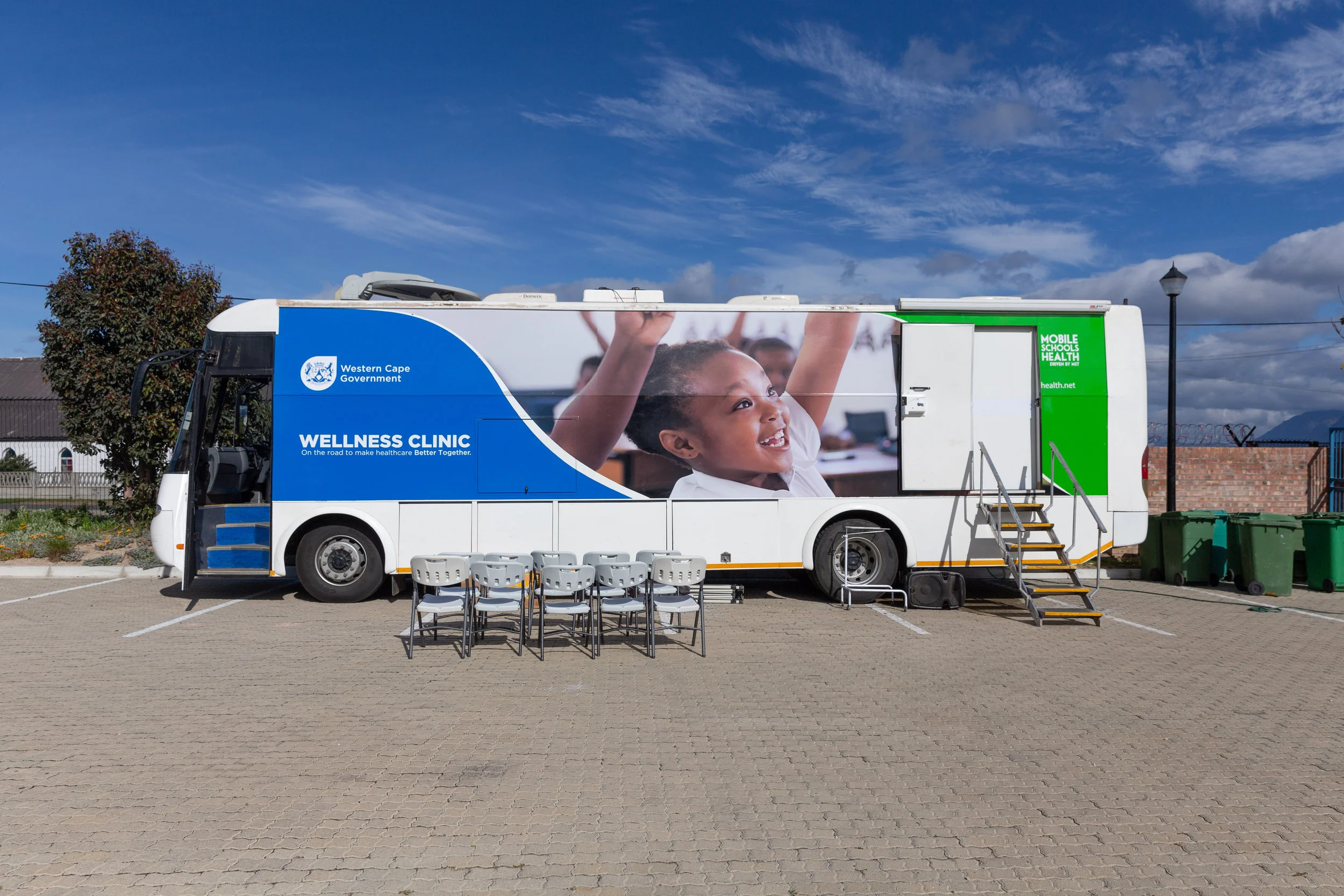 A Mobile Schools Health vehicle setup.