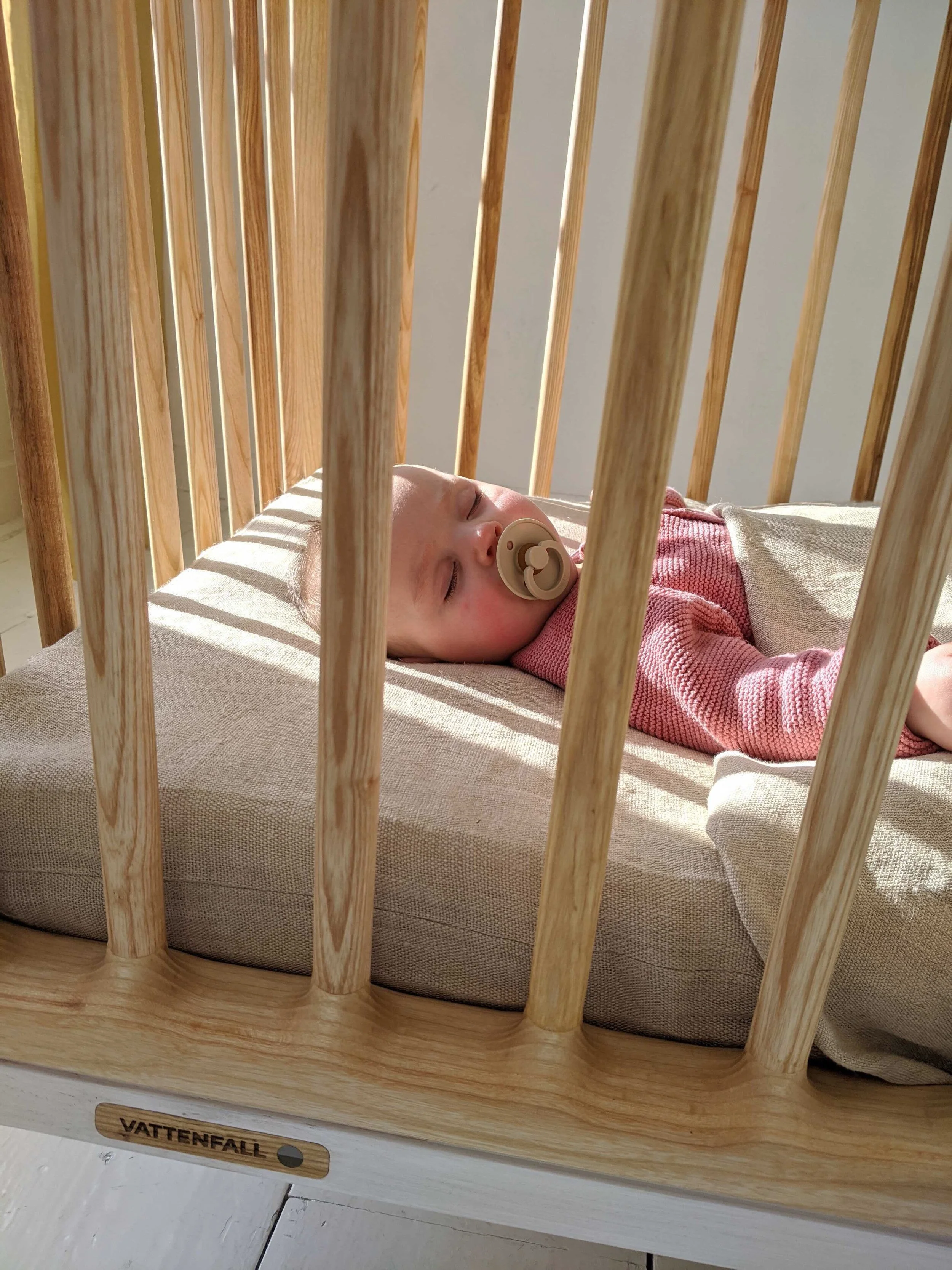 A crib designed and produced without the use of any fossil fuels