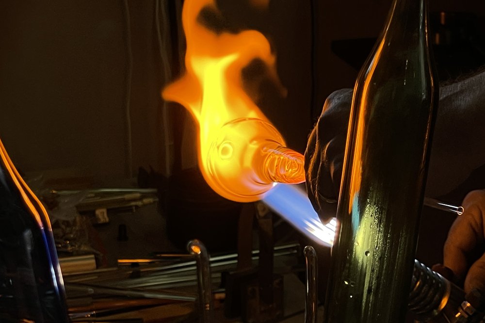 Glass blowing using a torch