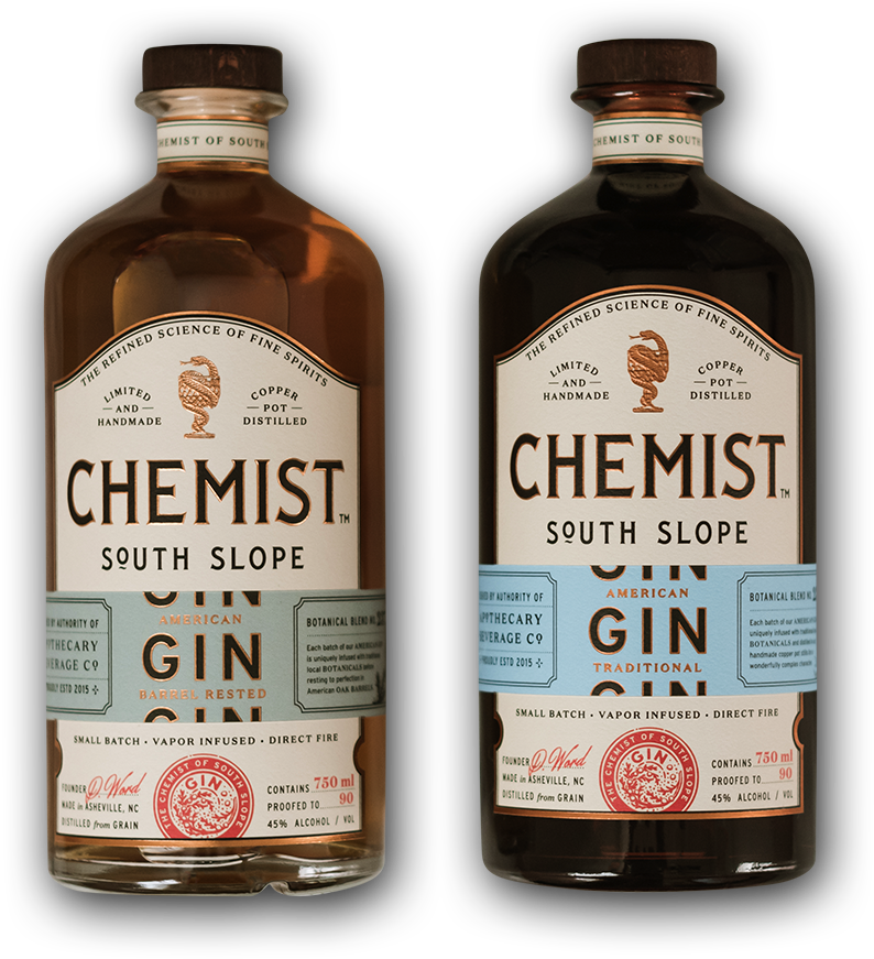 Two bottles of Chemist Gin
