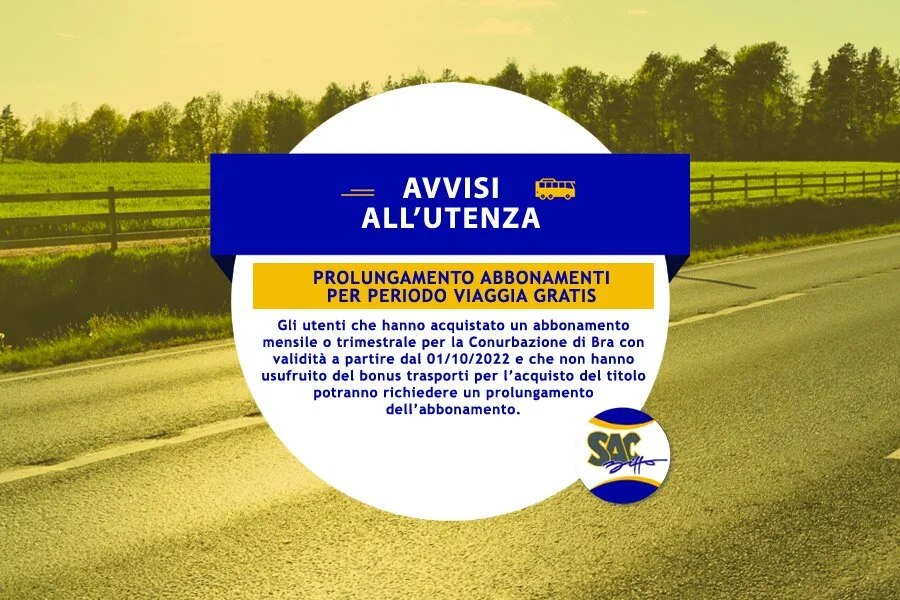 PROLUNGAMENTO ABBONAMENTI PER PERIODO VIAGGIA GRATIS