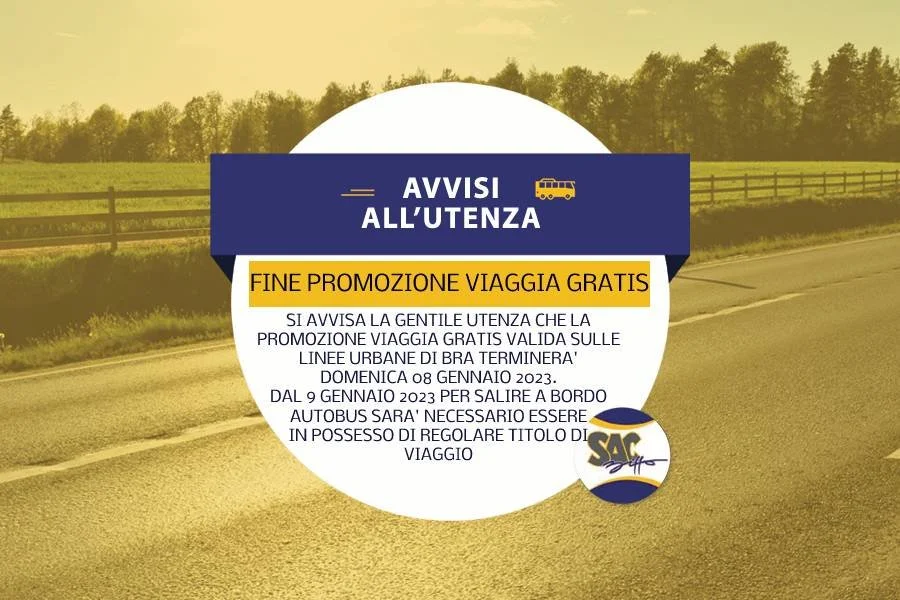 FINE PROMOZIONE VIAGGIA GRATIS 08/01/2023