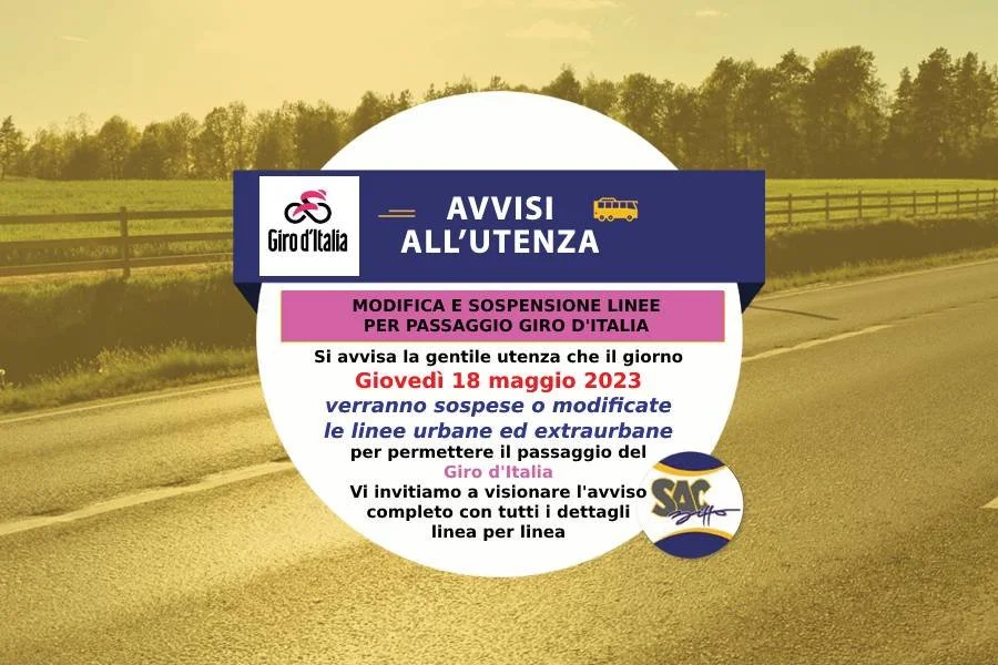 Modifica temporanea linee urbane ed extraurbane  per passaggio Giro d’Italia