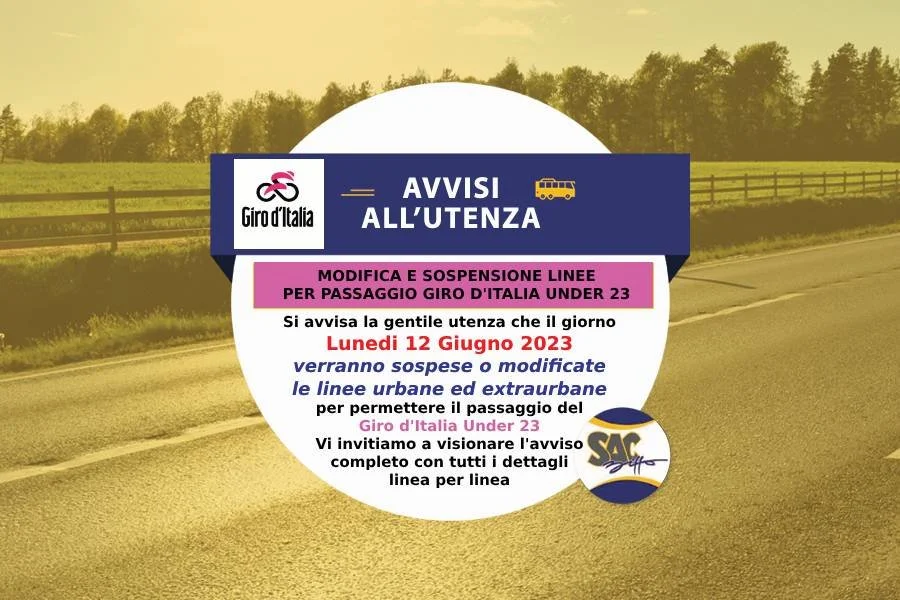Modifica temporanea linee urbane ed extraurbane per passaggio Giro d’Italia UNDER 23