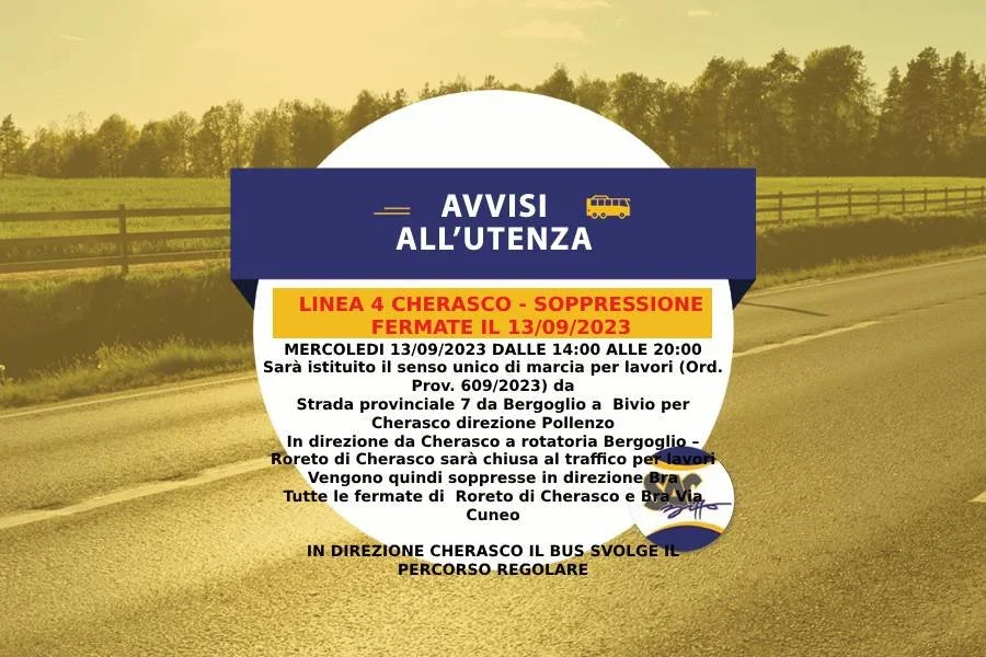 Modifica temporanea dei percorsi della Conurbazione di Bra