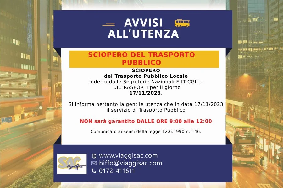 SCIOPERO  DEL TRASPORTO PUBBLICO