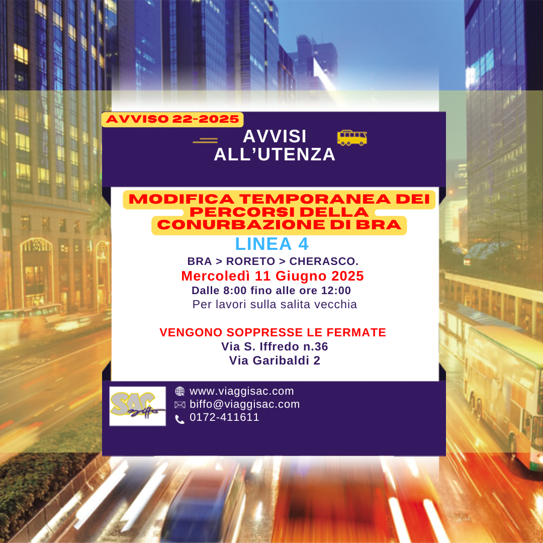 CHERASCO: SOPPRESSIONE FERMATE  11/06/2025