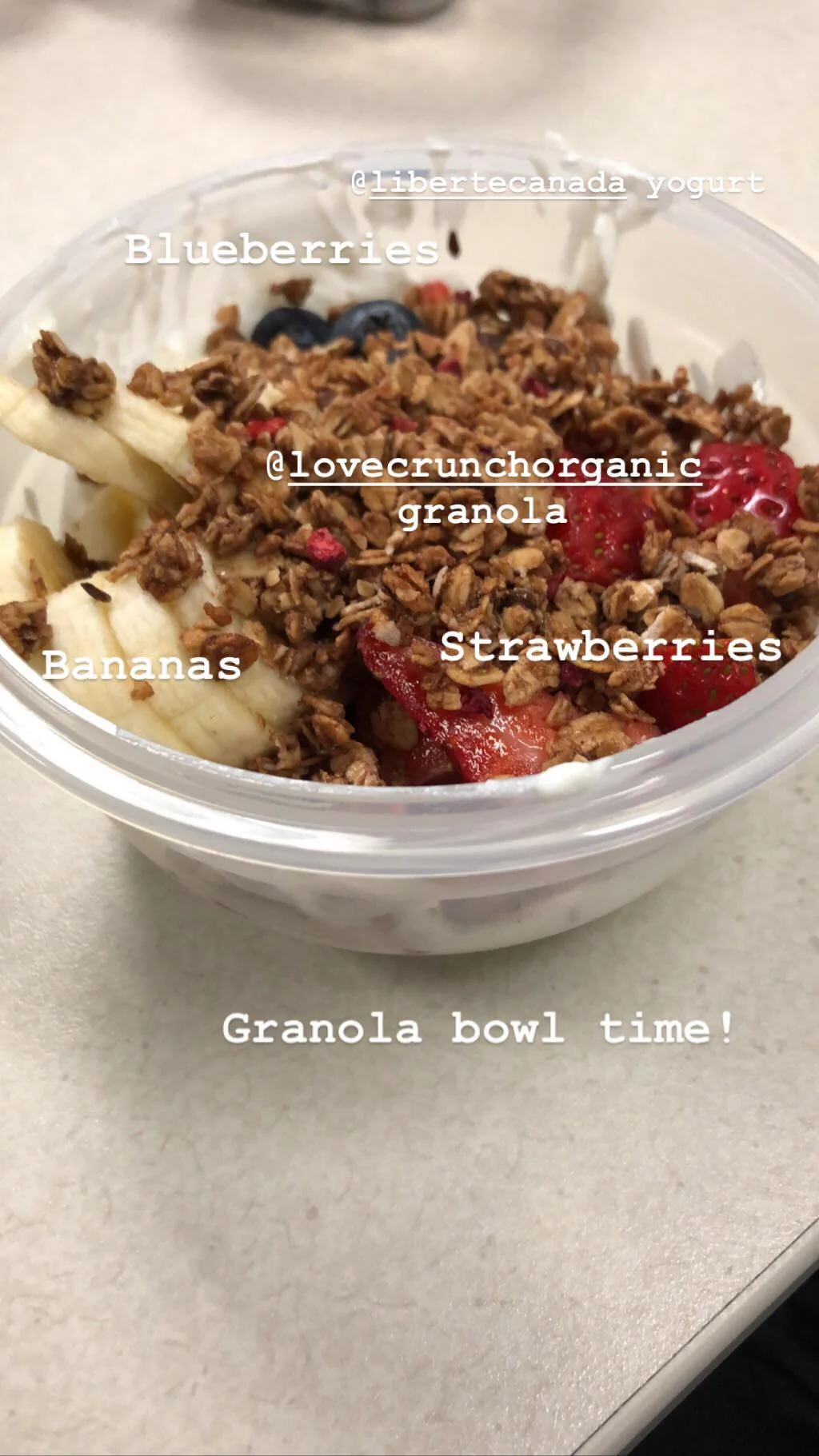Yummy granola bowl made right at my desk!