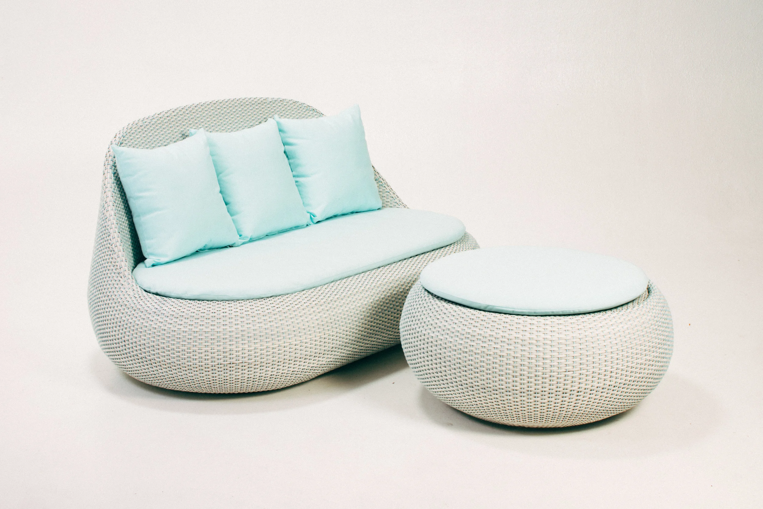 Oval Love Seat for Two with Ottoman