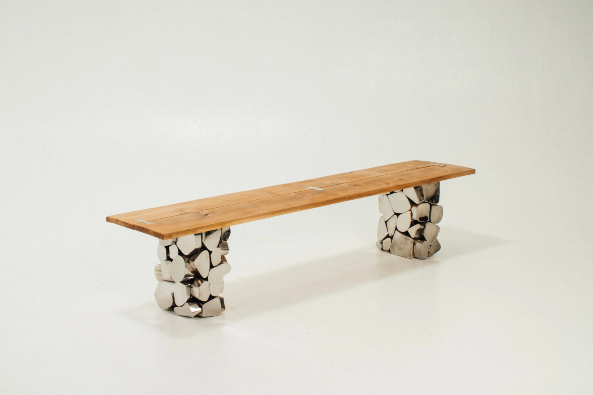 Teak Wood Bench with Chrome Legs