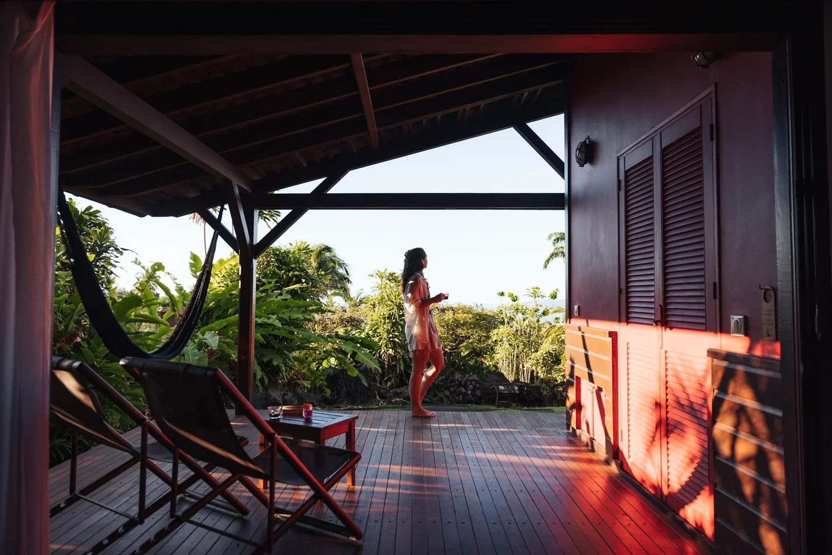 Hôtel Jardin Malanga Guadeloupe Basse Terre terrasse lodge cottage hamac vue