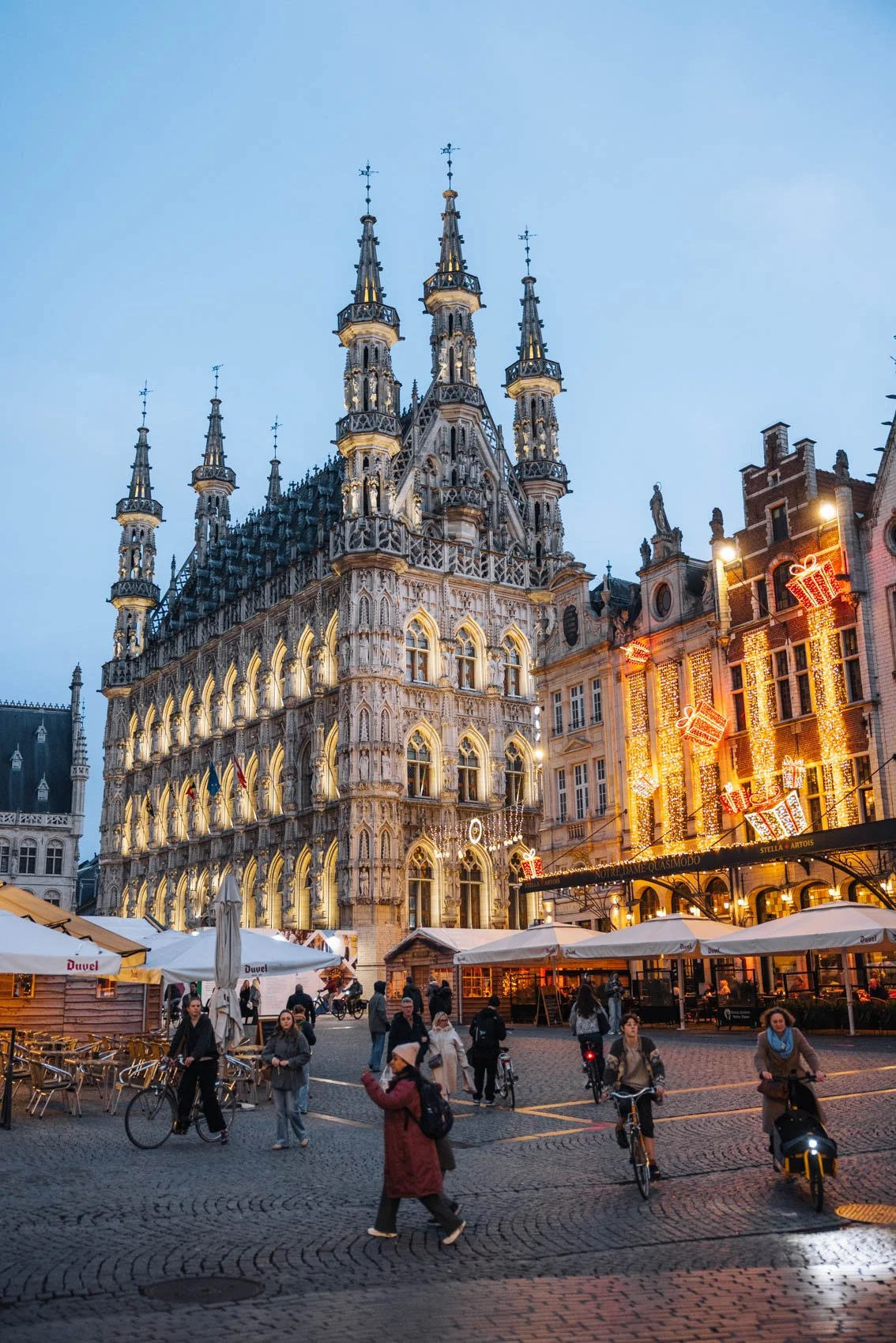 Louvain Leuven Belgique Grote Markt Stadhuis hôtel de ville façade nuit