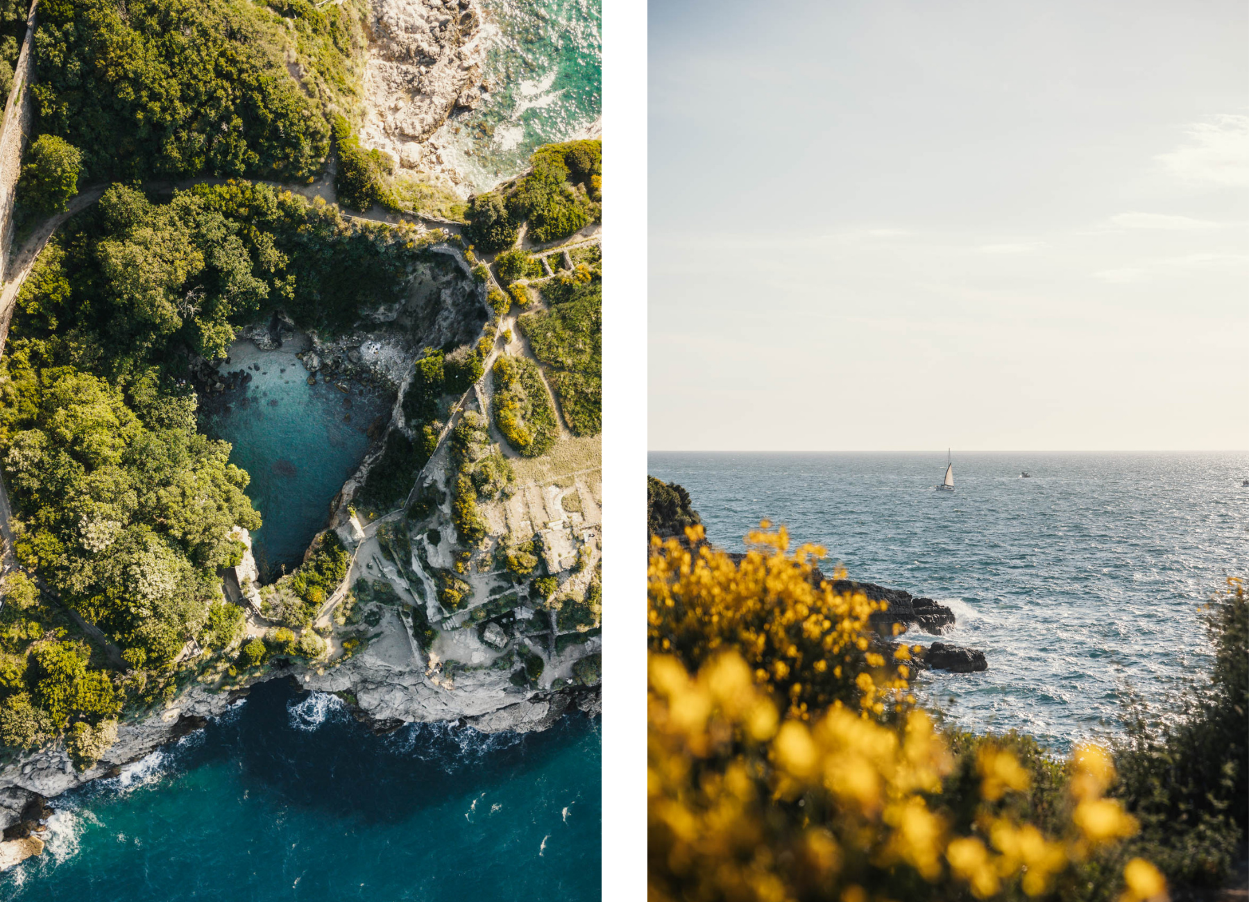 Côte Amalfitaine Sorrente Sorrento Bagni Regina Giovanna plage baigner drone coucher soleil
