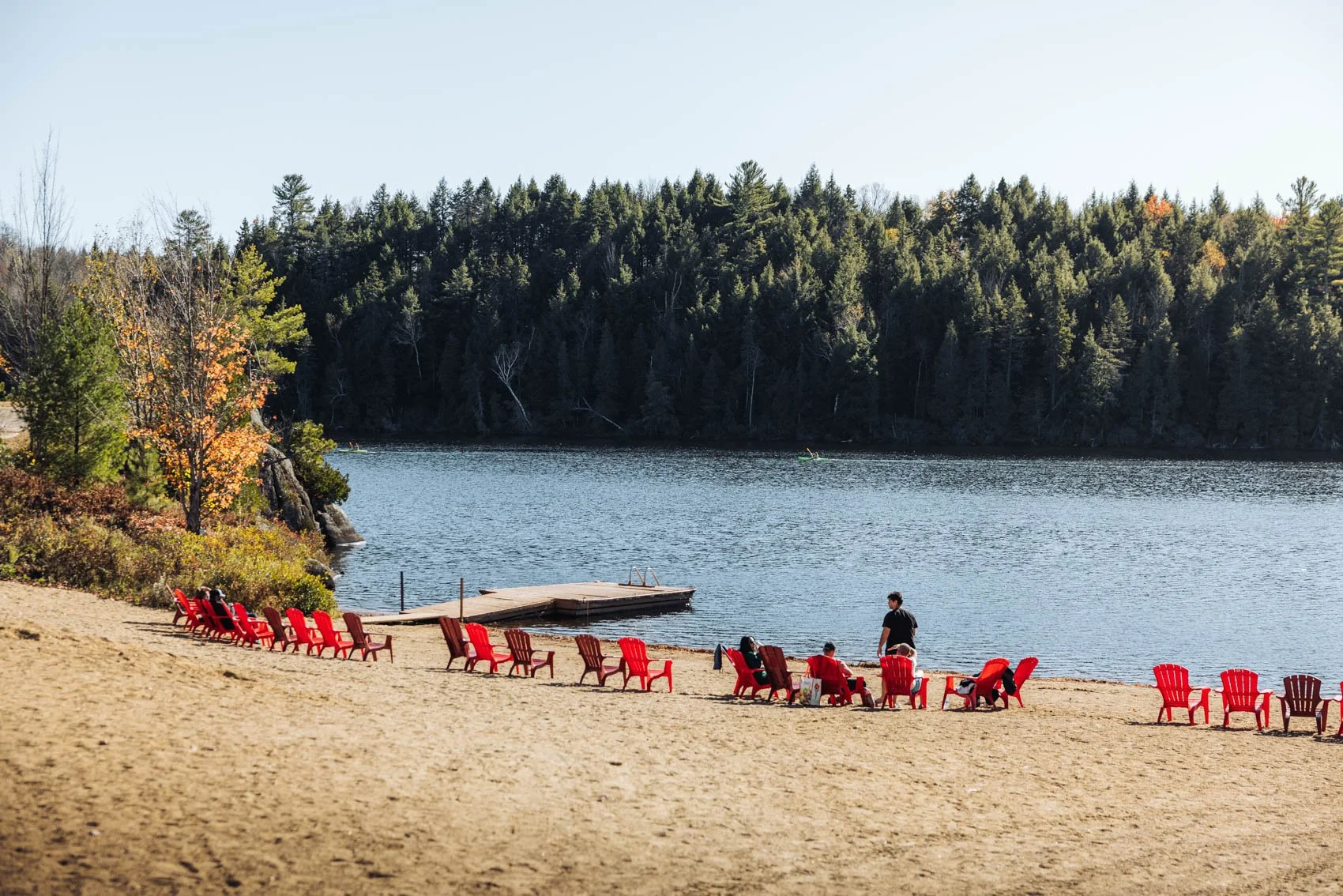 Itinéraire road trip Québec Automne Parc Lanaudière Mauricie Pourvoirie du lac blanc rive plage
