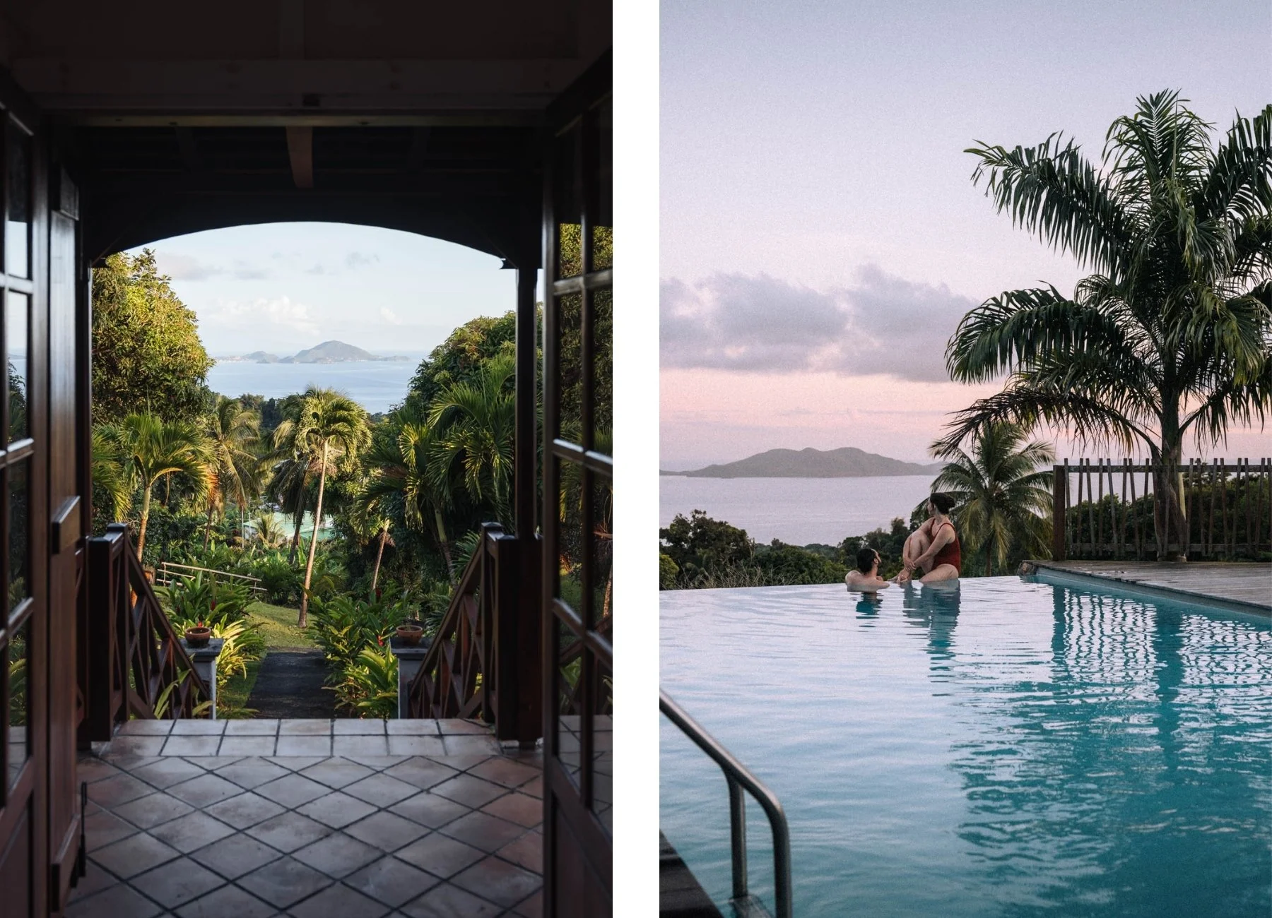 Hôtel Jardin Malanga Guadeloupe Basse Terre Piscine vue saintes