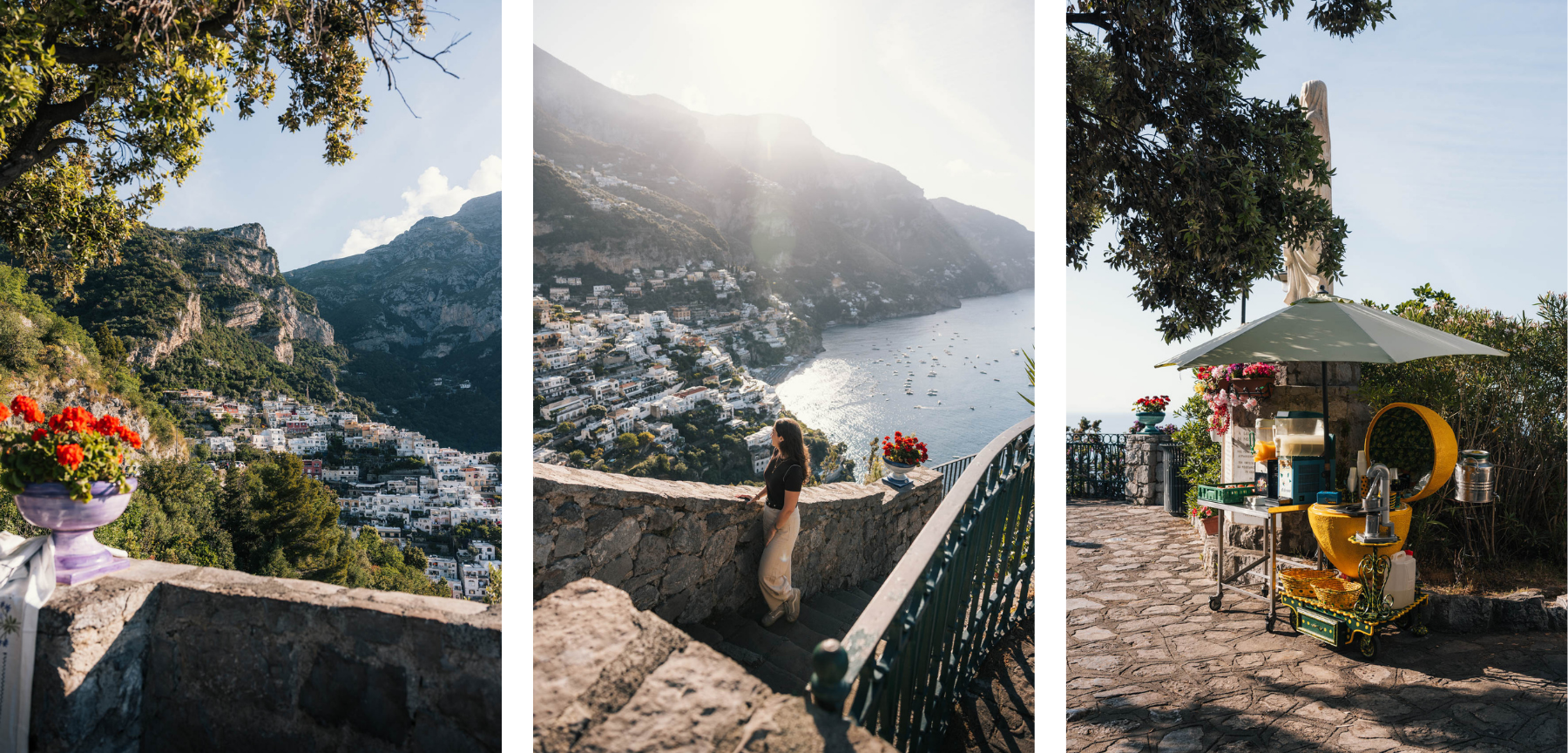 Côte Amalfitaine Positano village point de vue hôtel Agavi vendeur stand citron