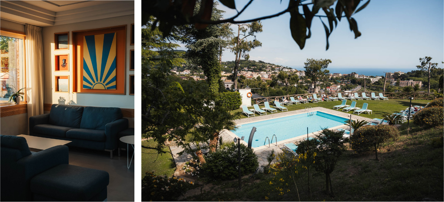 Côte Amalfitaine Vespa hôtel O Sole Mio piscine