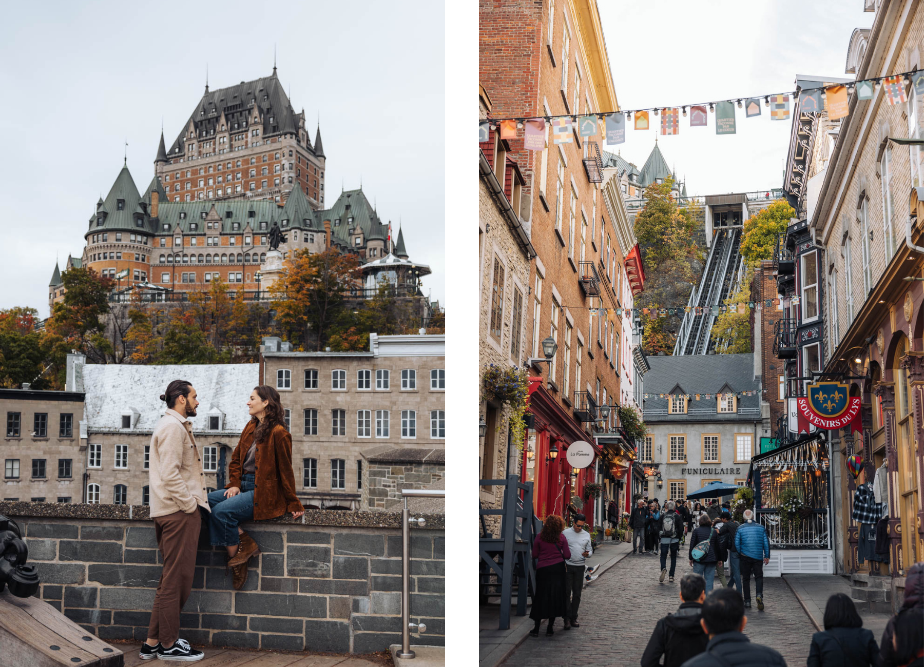 Itinéraire road trip ville Québec Automne château frontenac quartier petit Champlin