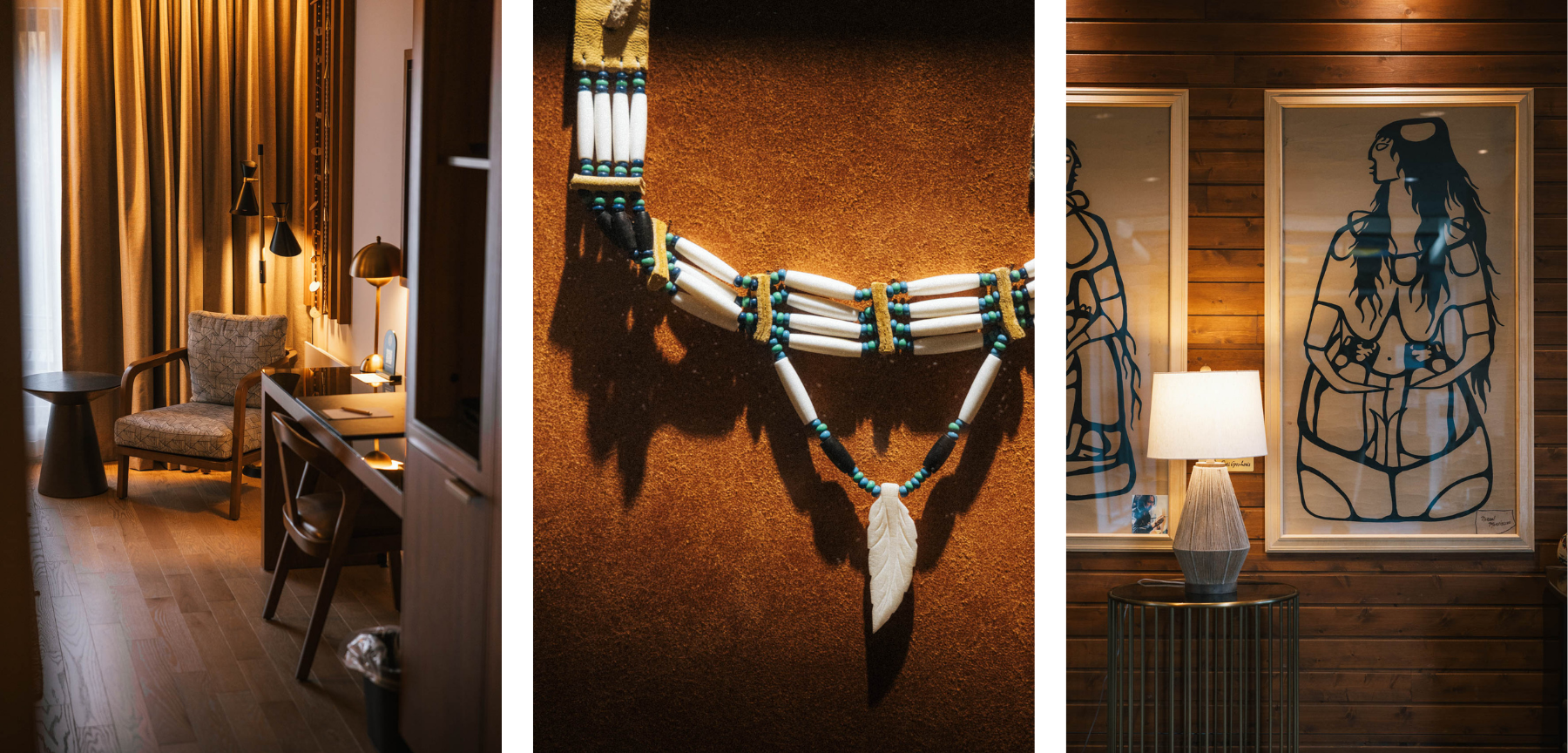 Itinéraire road trip Québec Automne Wendake hôtel musée premières nations chambre décoration