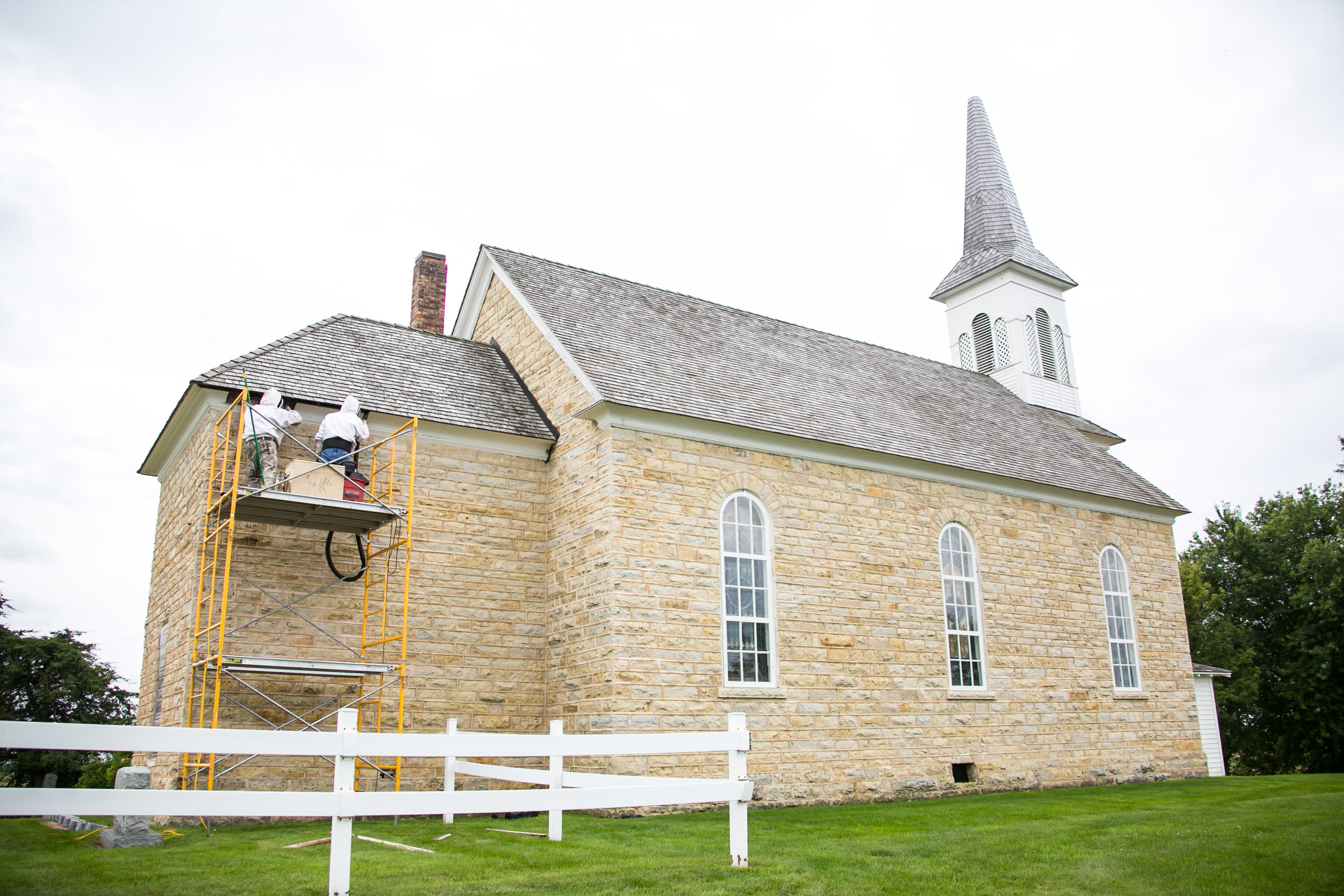 Bee swarm removal at St. Rose Church