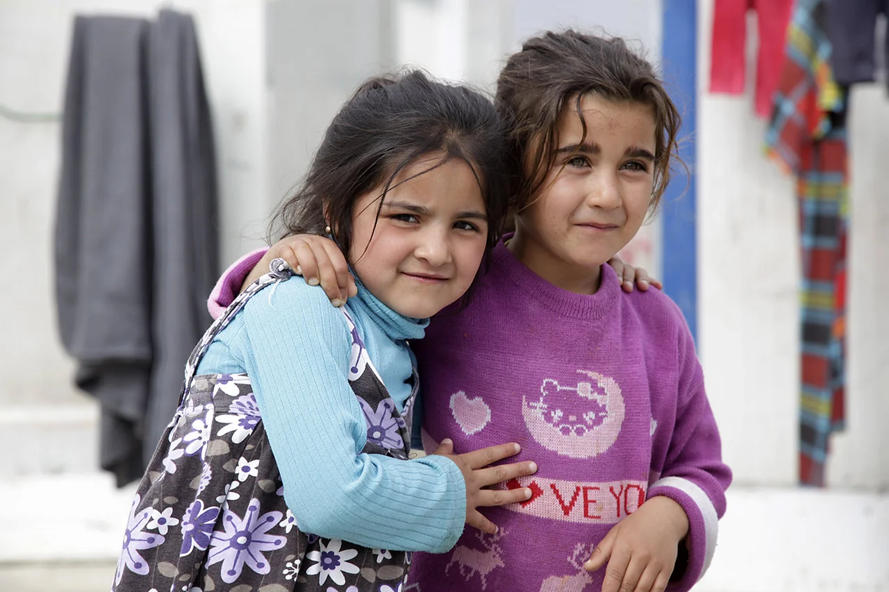 Young girls in the Syrian refugee camp
