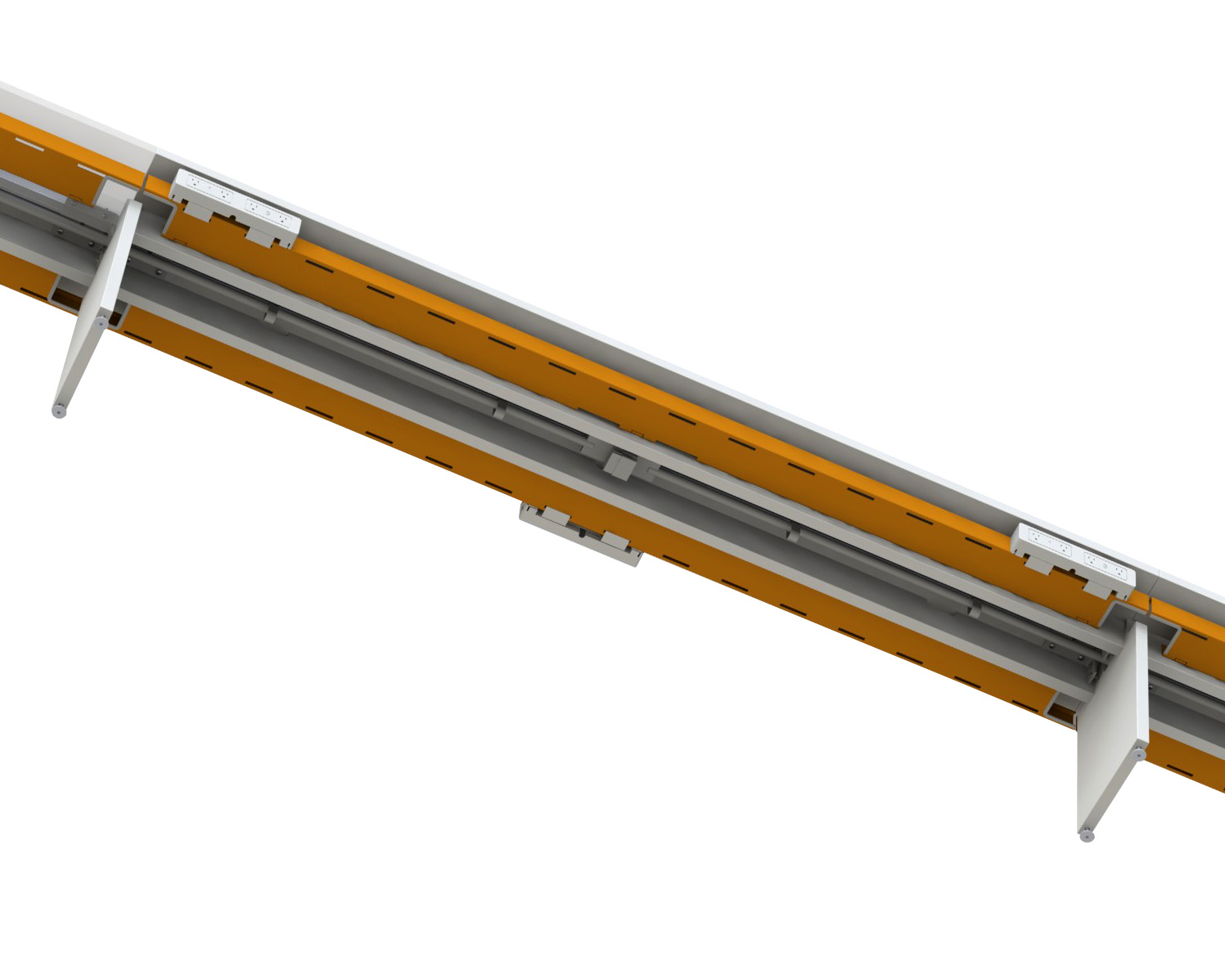 Early CAD detailing how the multi-circuit raceway would feed power access and wire management.