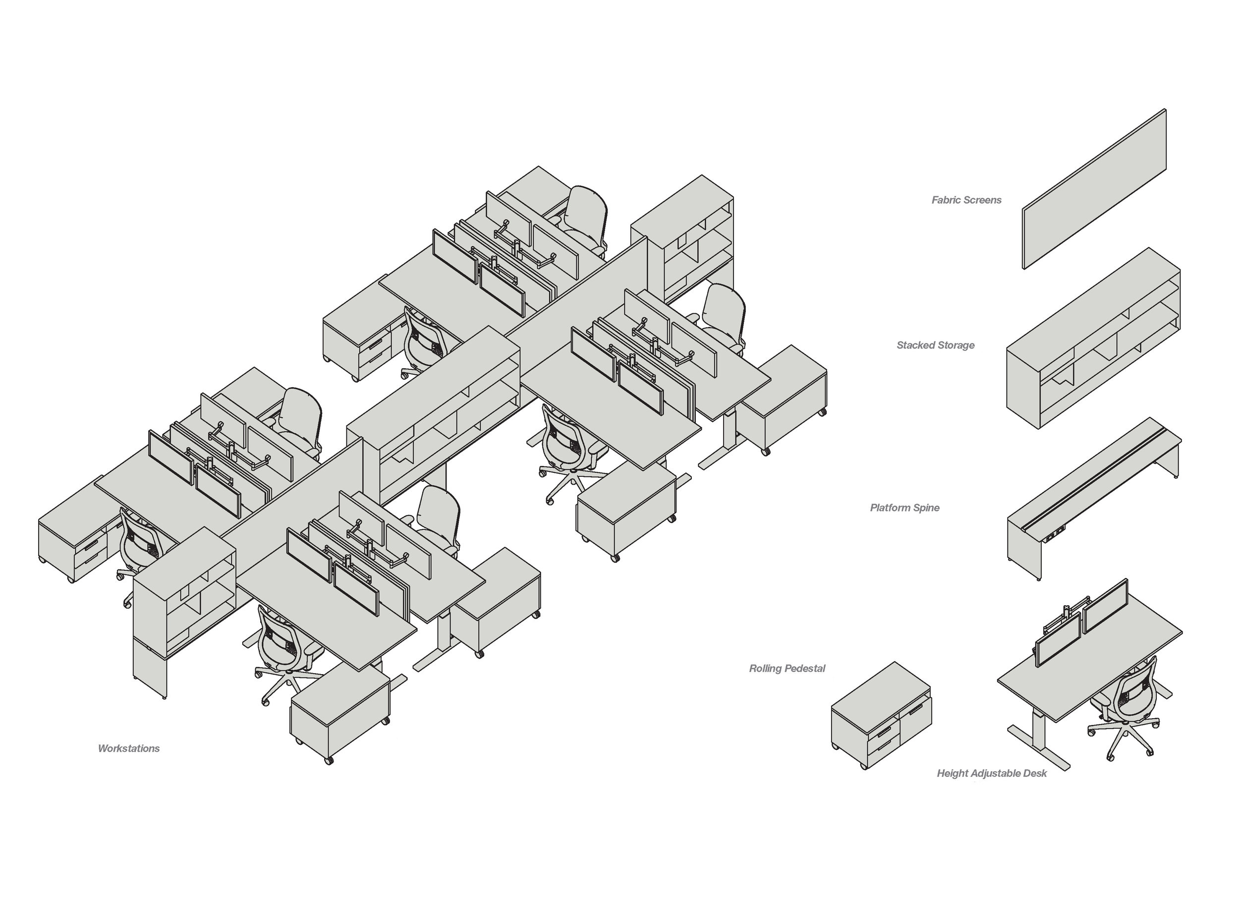 A schematic illustration of upStage for a client.