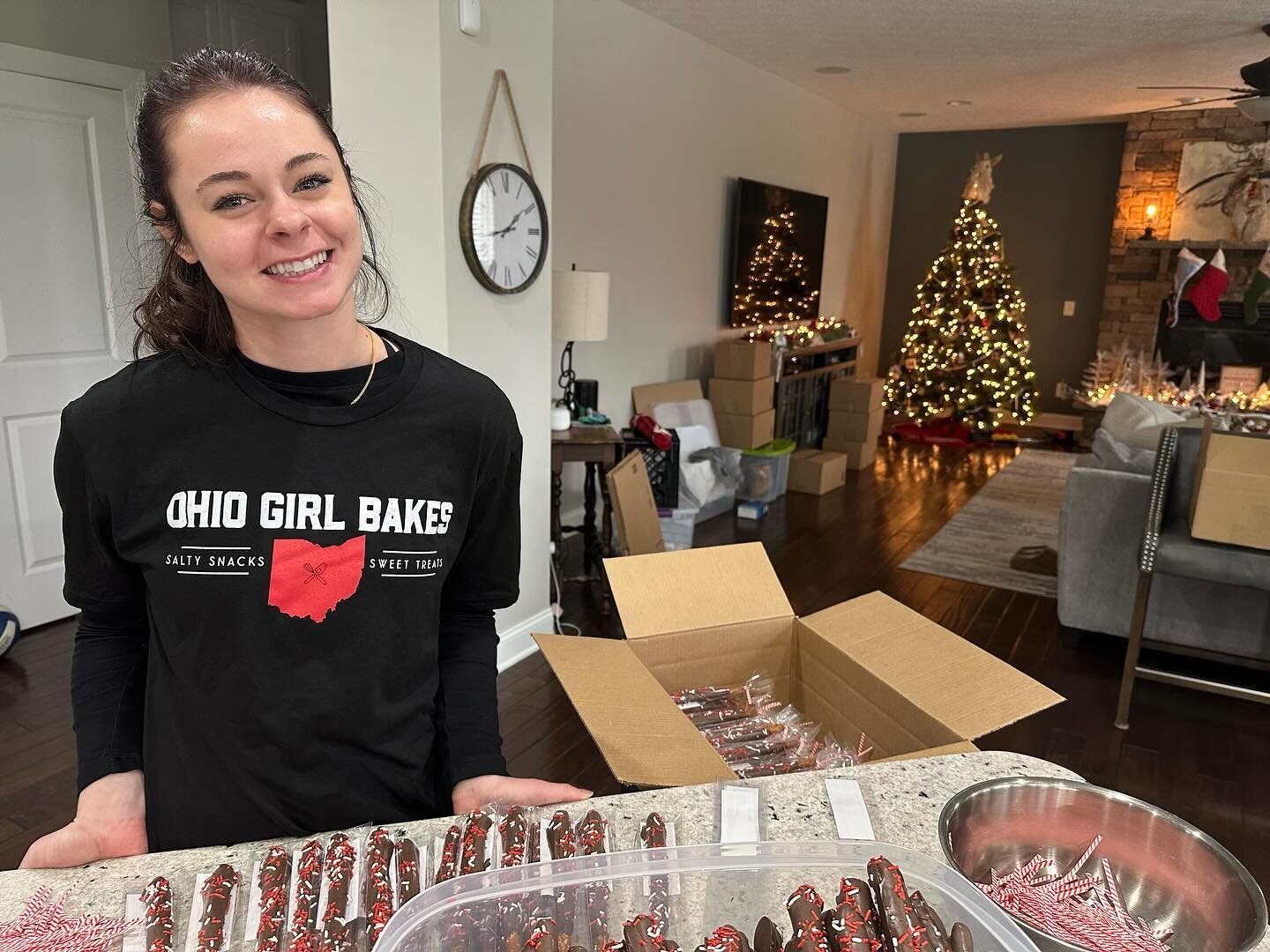 It has been a full week of custom chocolate covered pretzels for our corporate clients. Over 2000 have been hand dipped, hand sprinkled and hand packaged this week! I&rsquo;m thankful for @_averydunn_ for helping me get through the final push yesterd