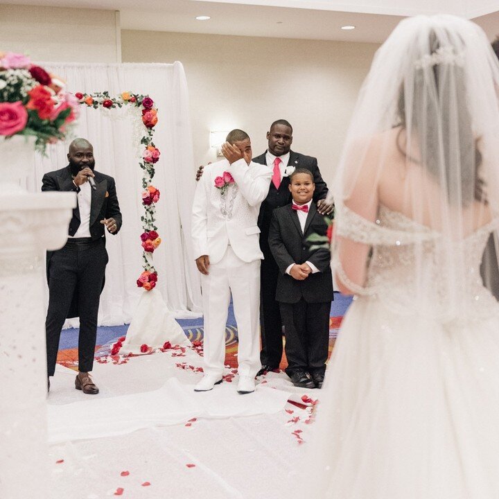 I had the privilege to be able to photograph this first look during a ceremony at a wedding earlier this season. This couple was filled with so much joy it overcame them both as the bride walked up the aisle with her father, who was absolutely beamin